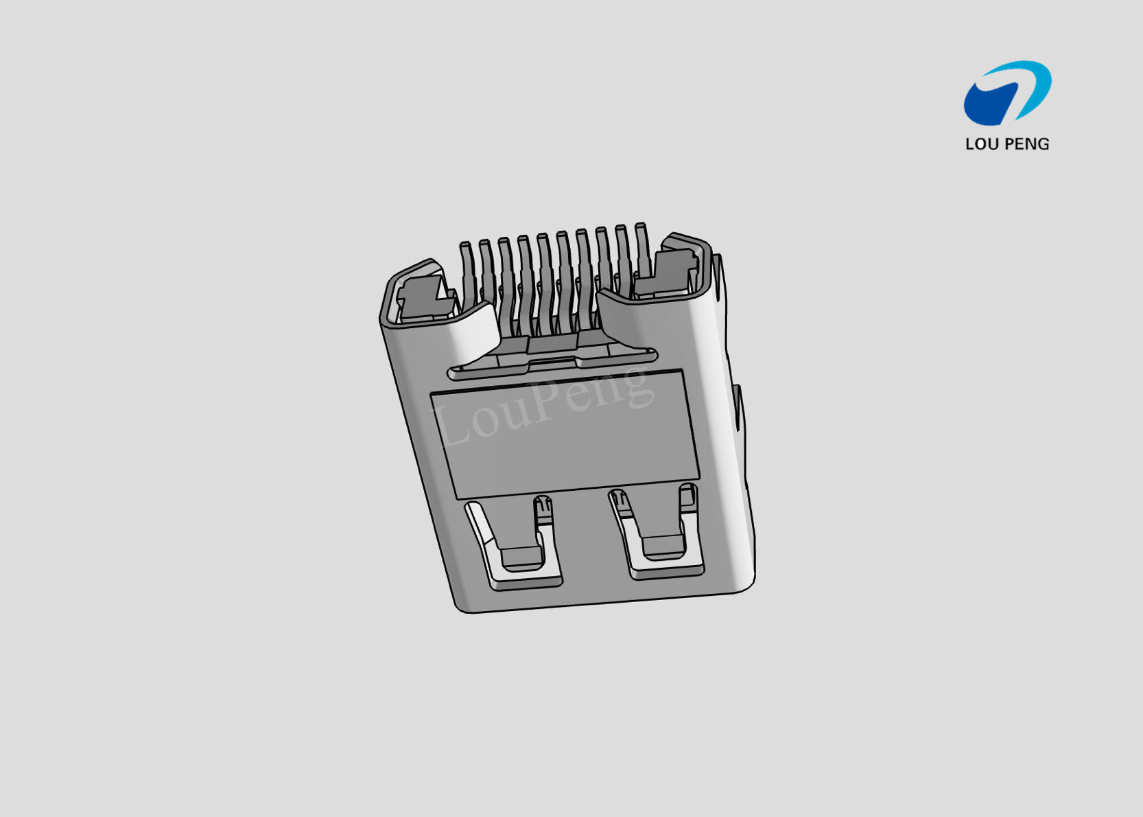 0.40mm Pitch Micro HDMI Connector, Right-Angle Receptacle, Surface Mount, with Through Hole Shell Tabs