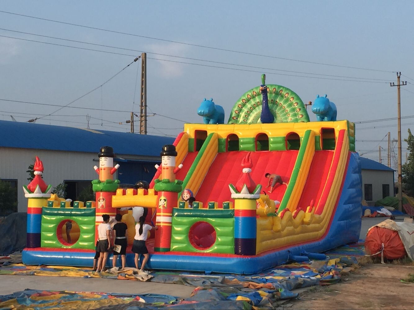 Tarpaulin Inflatable Bouncer Rabbit Jumping Castle Bounce House With Slide