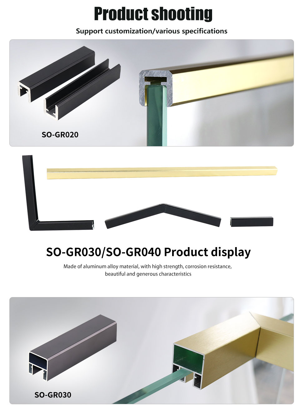 Simple Design Aluminum Alloy Glass Railing Balustrades for Balcony and Swimming Pool