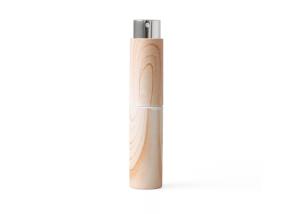China Wooden small Twist And Spritz Atomiserbottle inner glass vial with top aluminum Sprayer wholesale