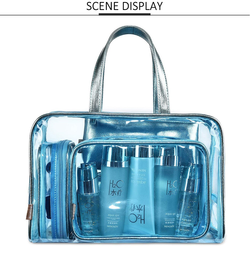 5 In 1 PVC Leather Travel Transparent Cosmetic Bags