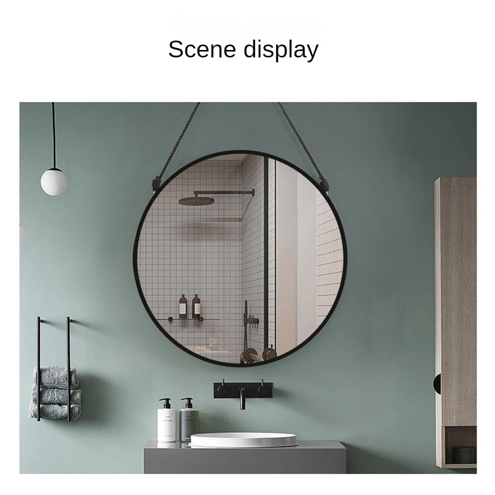 Round House Decor Plastic Frame Mirror for Bathroom Decorative Vintage Antique Style