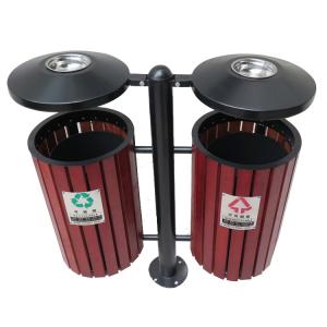 China Steel Wooden 240L 120L 2 Compartment Trash Can wholesale