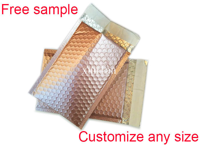Shipping Mailing Metallic Bubble Mailers Envelope Rose Gold 9 * 10 Inch Size