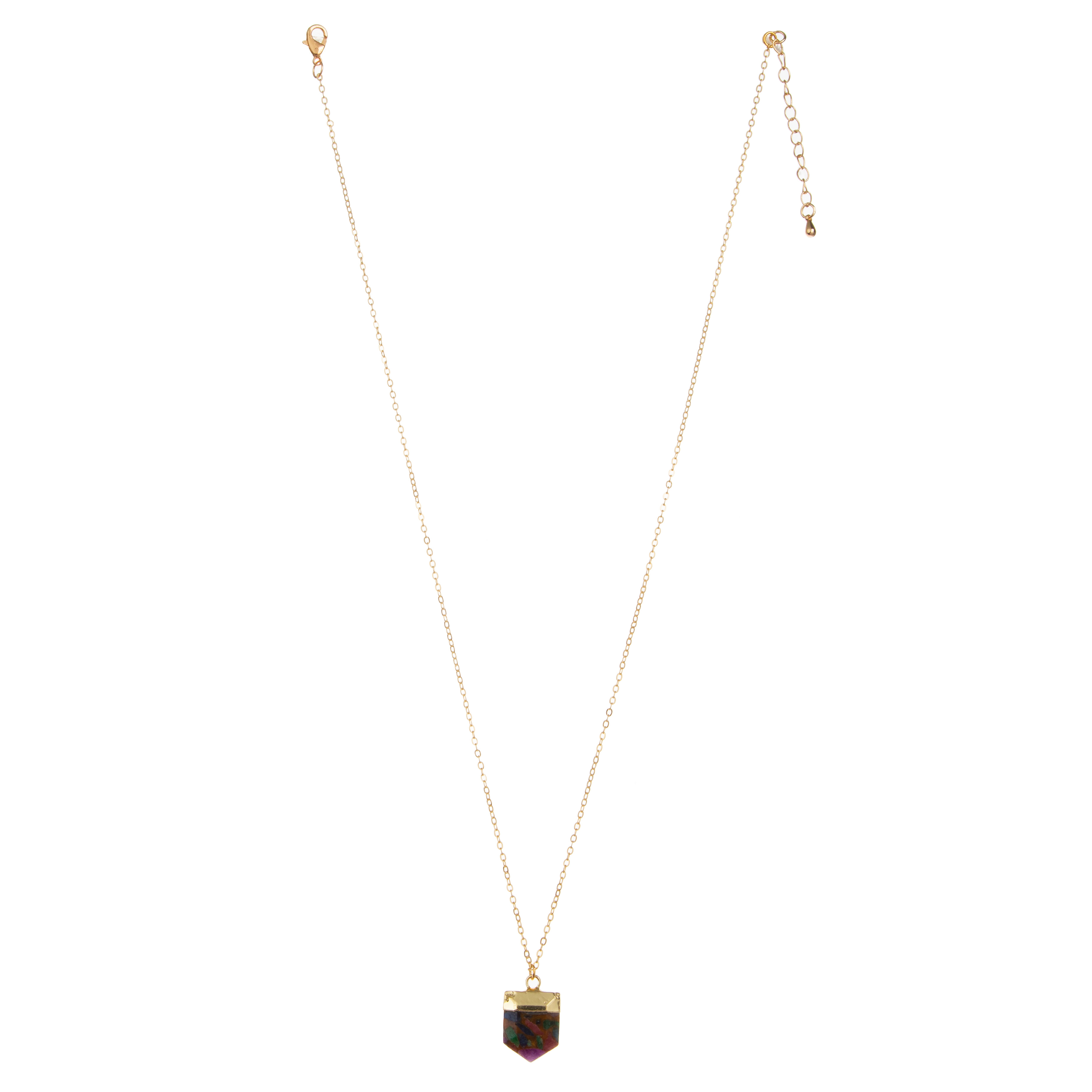 Gold-Plated Gemstone Pendant Necklace Zircon Women Fashion Chain Necklace Jewelry Supplier