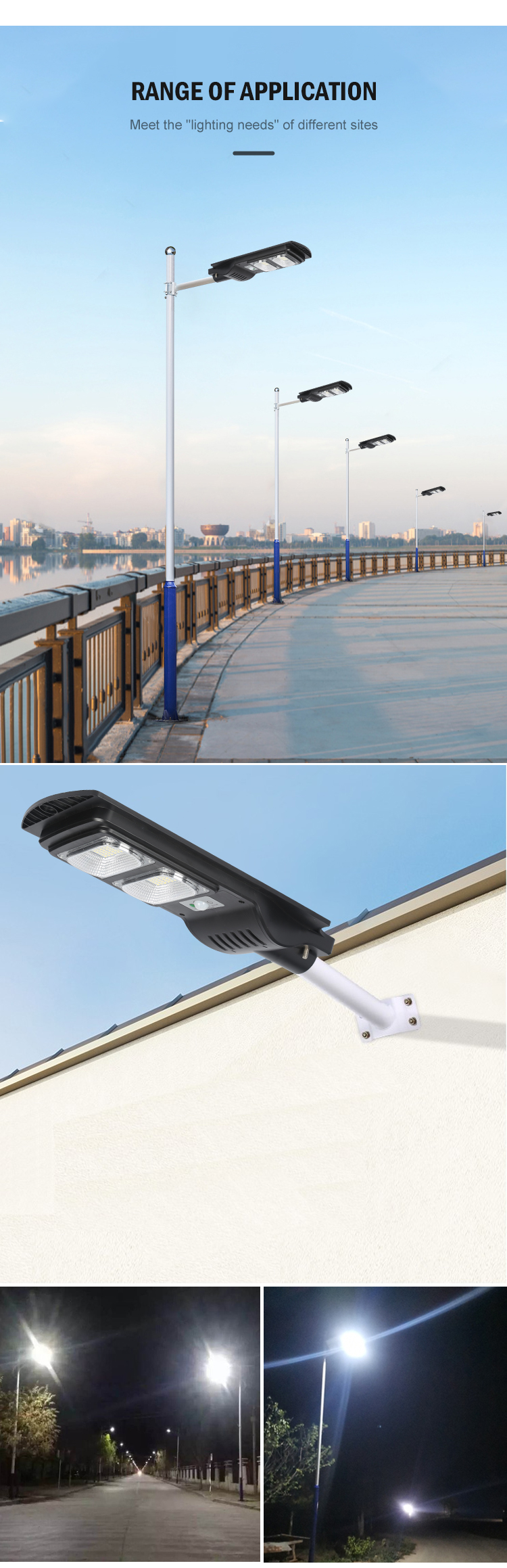 RoHs 6500k 30 W 60 W All In One Solar Street Light For Courtyard