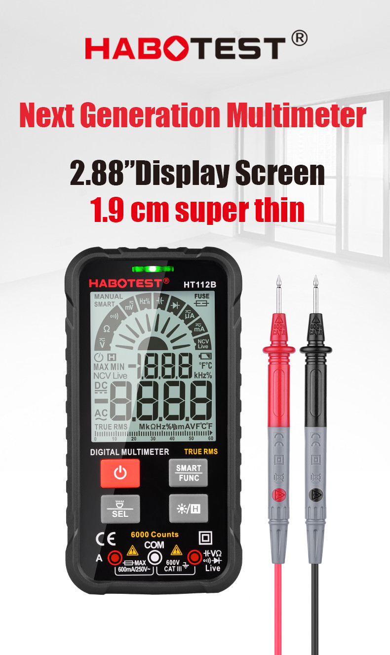 Flashing Light HT112B 600A 600uA Habotest Multimeter