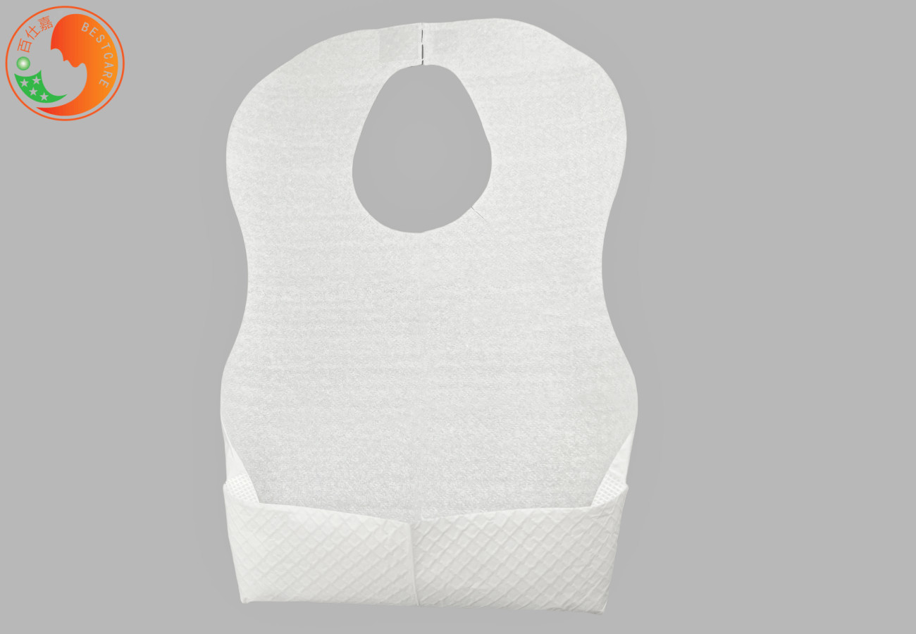 White Disposable Baby Bibs With Pouch Biodegradable100% Pure Cotton Messy Free OEM ODM