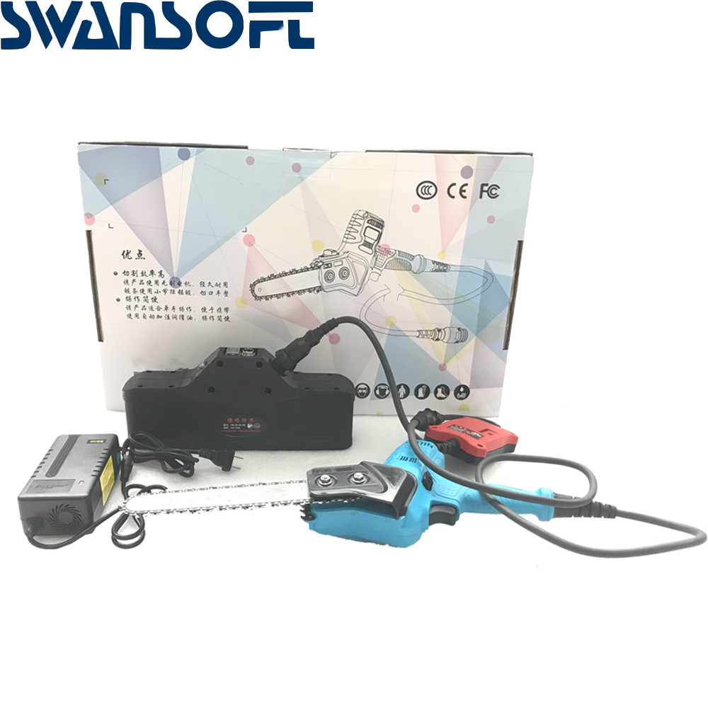 Swansoft 7" Wood Cutting Machine Single Hand 40V Battery Saws Electric Chainsaw