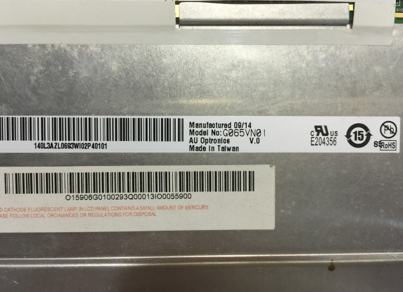 6.5" 640×480 122PPI 600cd/M2 Industrial Lcd Panel G065VN01 V1