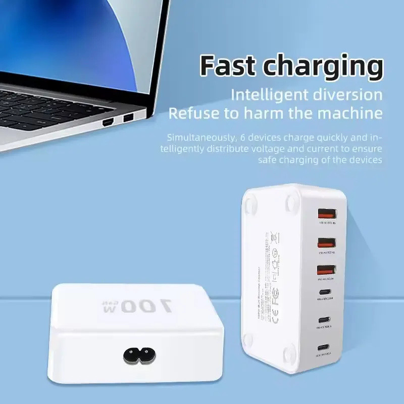 100W Multiple USB Charger 6 Ports Hub QC3.0 Phone Charger Station