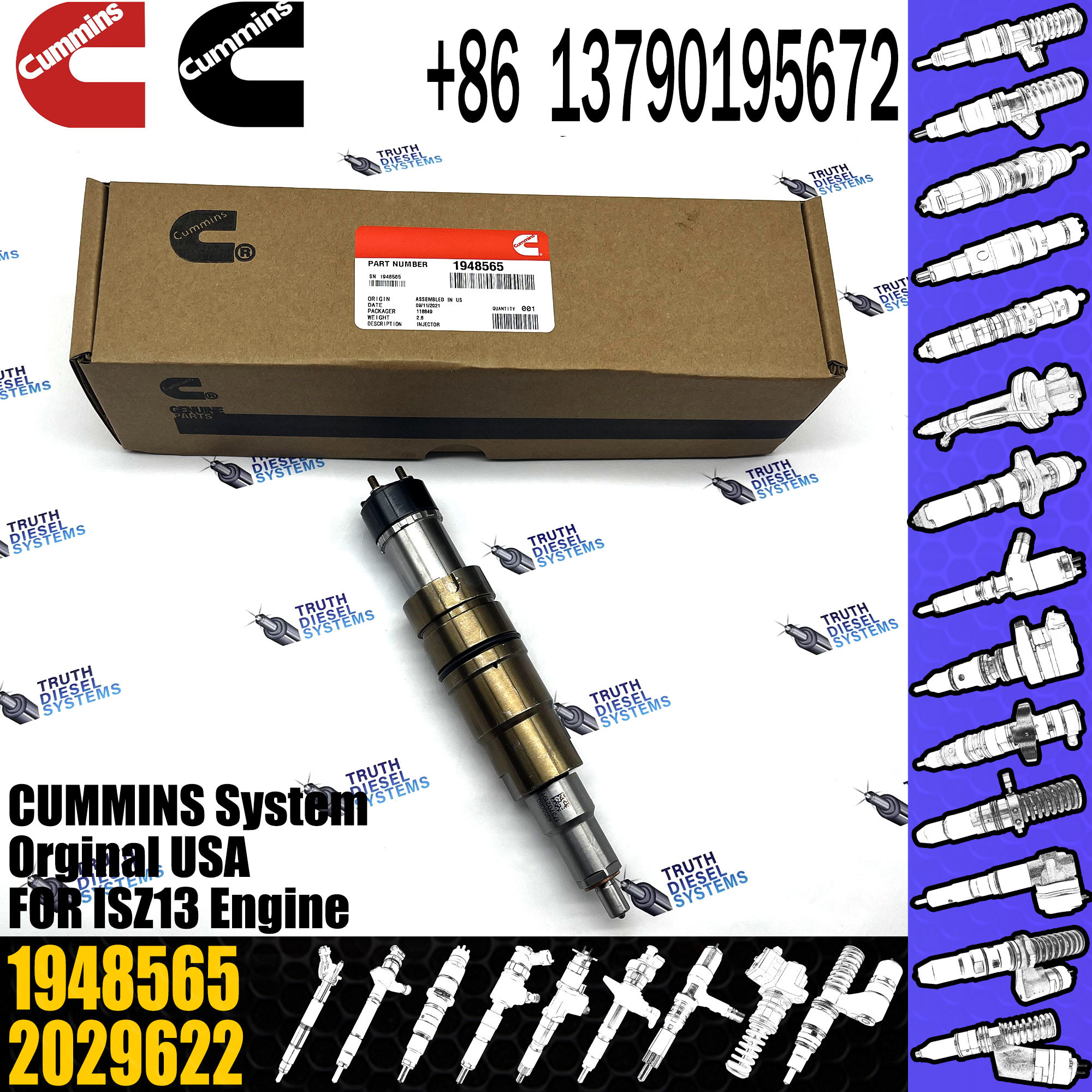 2029622 Genuine Diesel Common Rail Fuel Injector 1948565 2030519 2031836 2031835 2086663