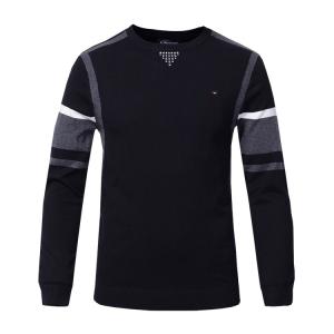 China Black Mens Warm Winter Sweaters / Mens Crew Neck Pullover Slim Fit wholesale