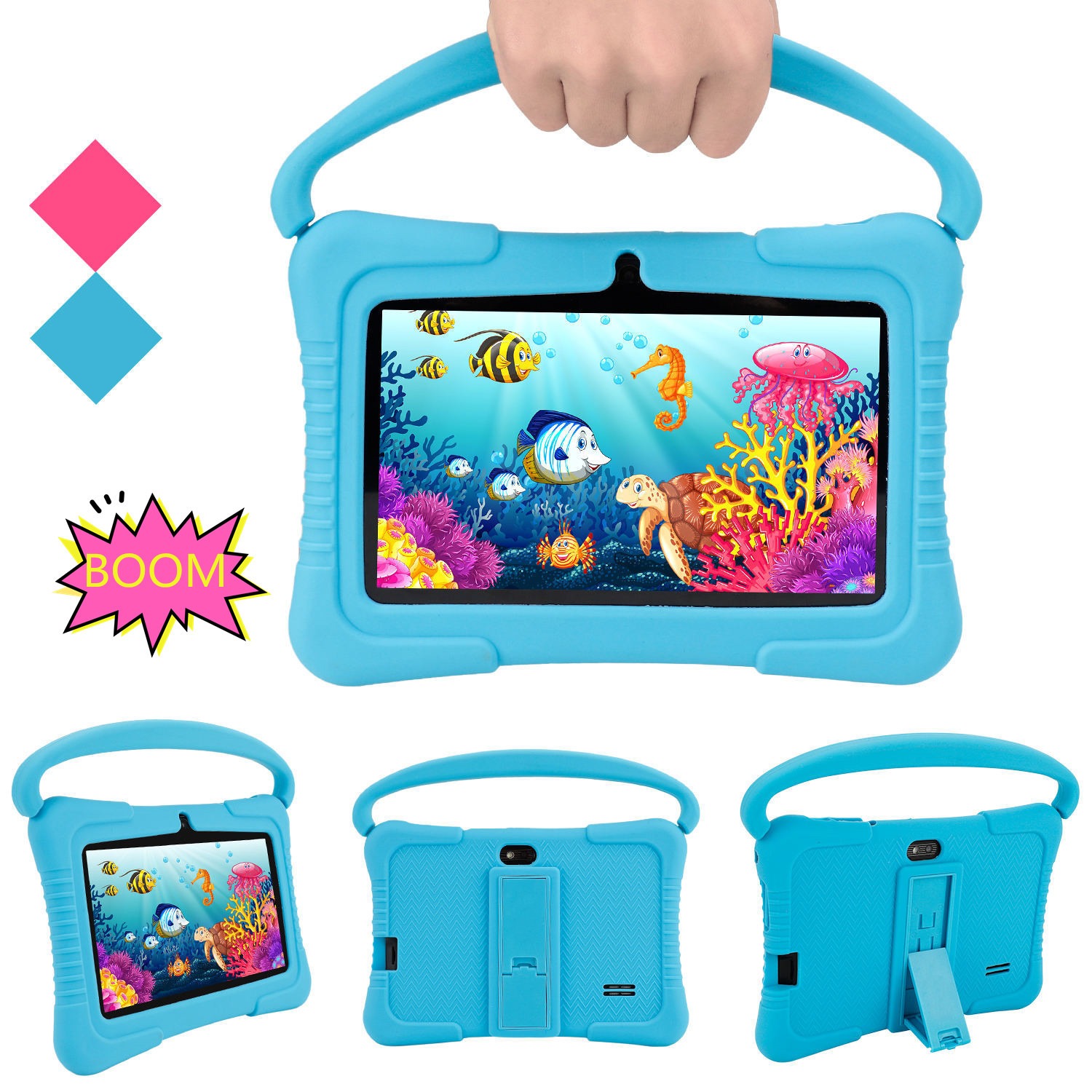 USB Charging Cute Kids Tablet PC Drop Resistance Allwinner Processor Quad Core