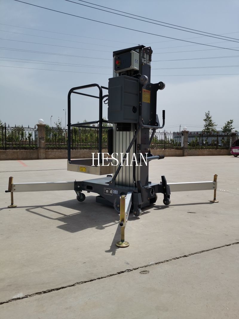 AC Powered Single Mast Lift Aluminum Alloy Hydraulic Lifting Platform