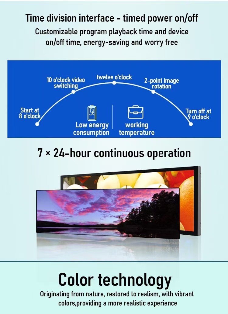 19.5 Inch Stretched Bar LCD Display Signage For Indoor Outdoor Advertising