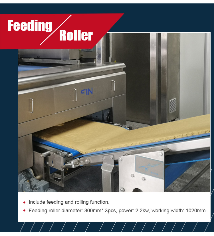 Puff Pastry / Biscuit Making Machine Floor Type Continuous Bakery Dough Sheeter With Conveyor Belt