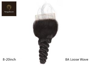 China Loose Wave 35.56cm 14inch Remy Human Hair Closure Realistic Hair Line wholesale