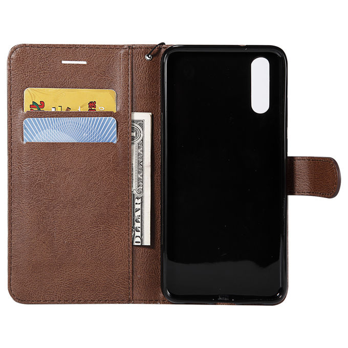Huawei P20 Pure Color Leather Wallet Protective Case with Card Slots
