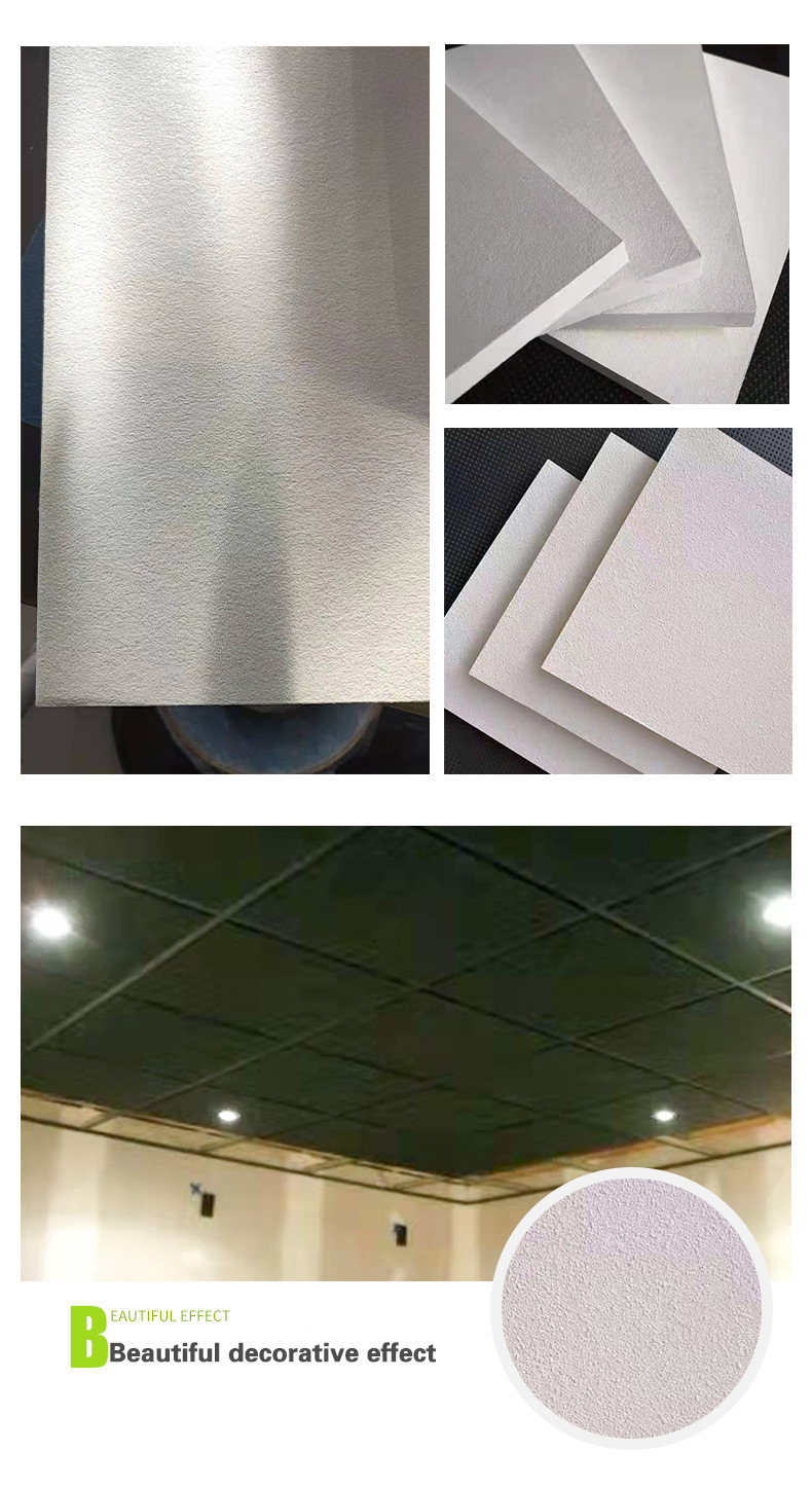 Class A Fire Rated Acoustic Glass Wool Ceiling Tiles Square Edges Fiberglass Panels