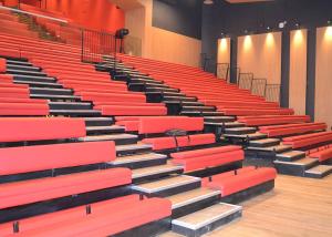 China Customized Space Retractable Grandstands With Red Upholstered Bench wholesale