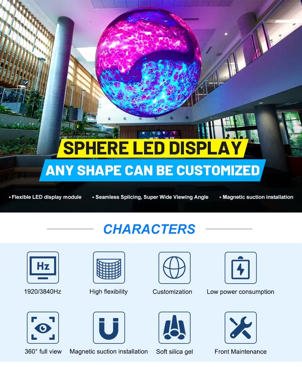 Sphere Display Dome Light Emitting Diode Screen Indoor P1.5 P2 P2.5 P3 P4 P5 Light Emitting Diode Digital Sphere 4m Vide