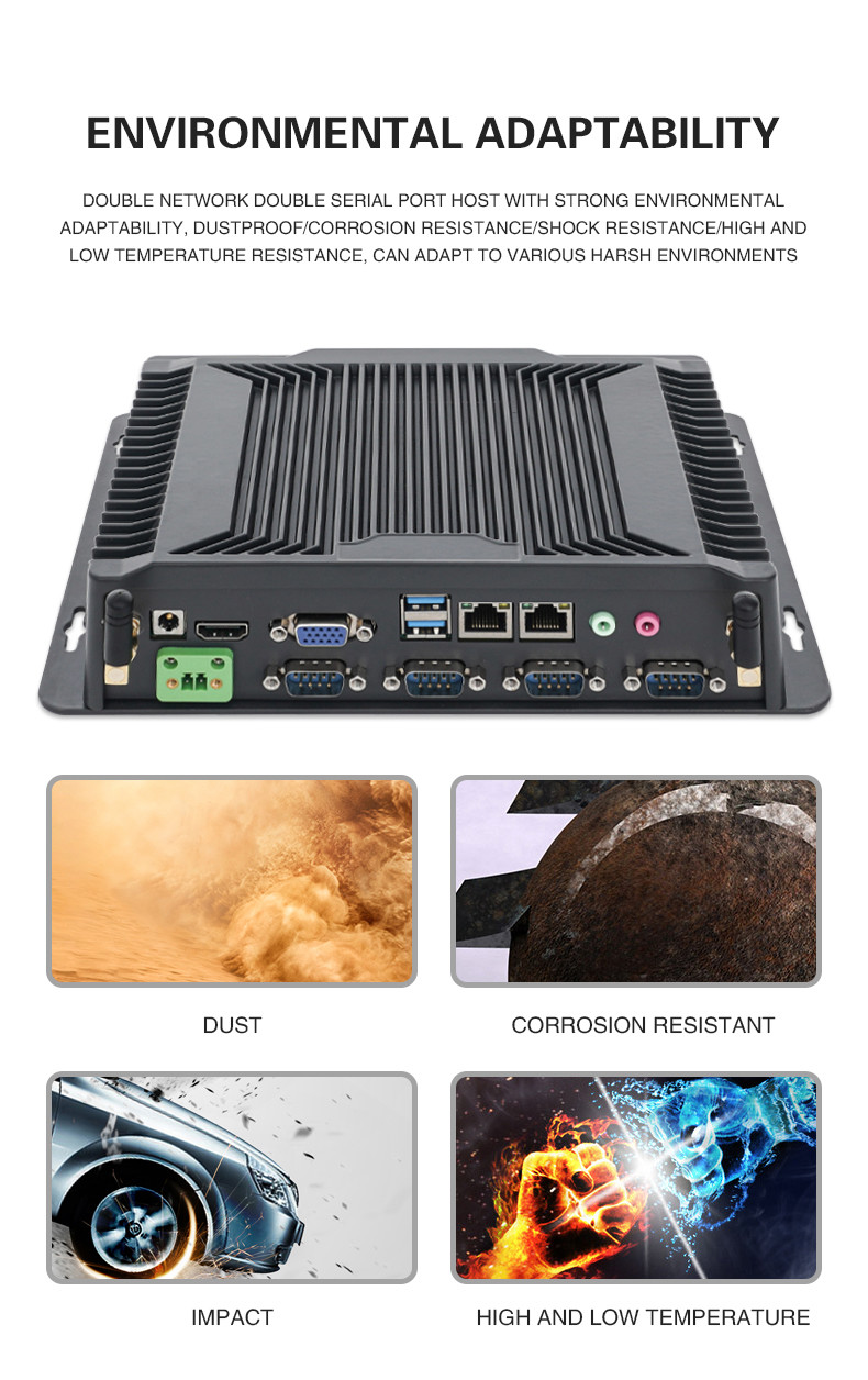 Gigabit Port Dual Com Port Core I3 I5 I7 Linux Fanless Industrial PC