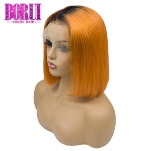 China Oringe Colored Bob Wigs Brazilian Short Straight 1b Human Hair Ombre 13*4 wholesale