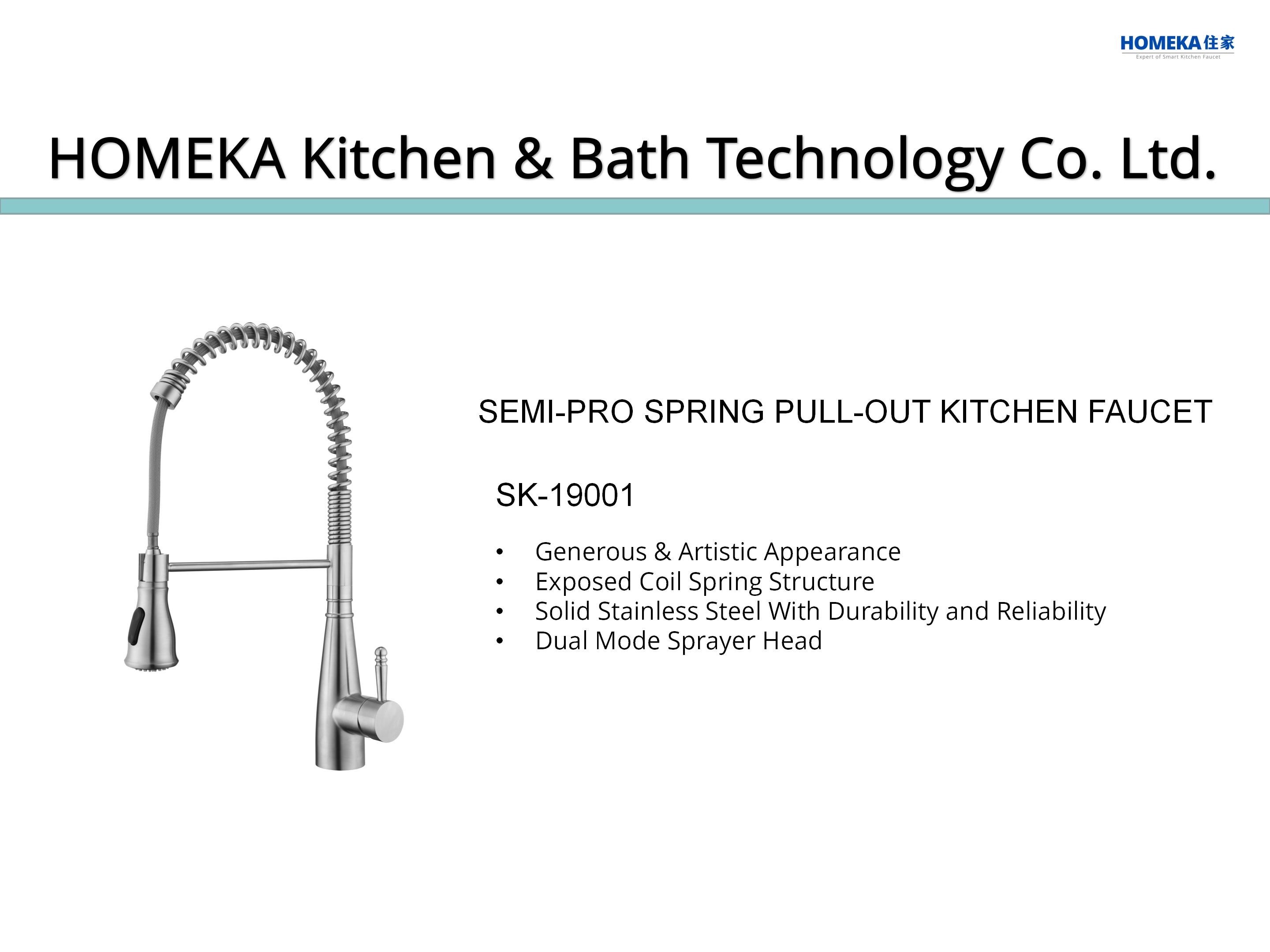 Deck Mounted Spring Coil Kitchen Faucet Retractable With 35mm Ceramic Cartridge