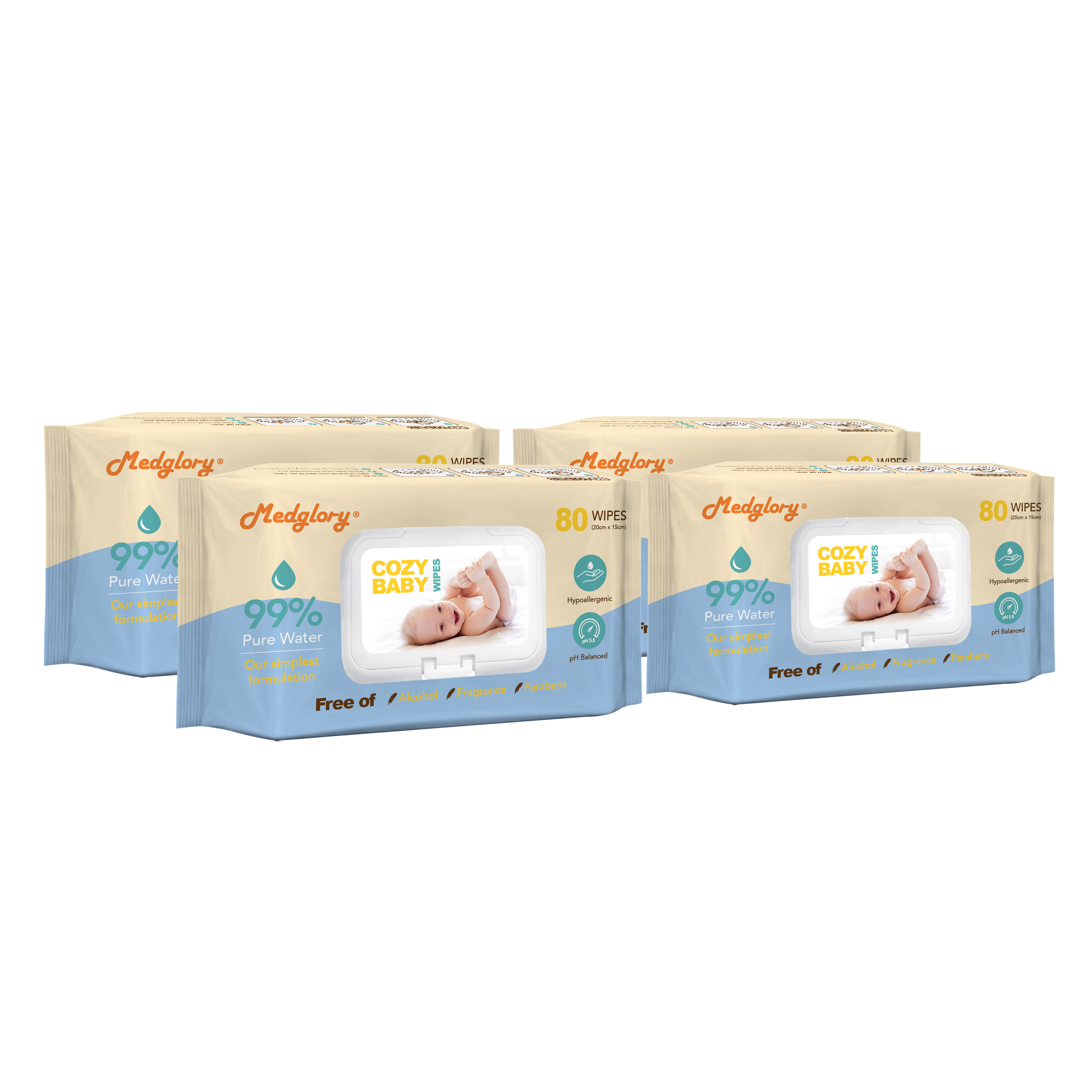 Rayon Spunlace Baby Wet Wipes 99% Water No Synthetic Fragrance