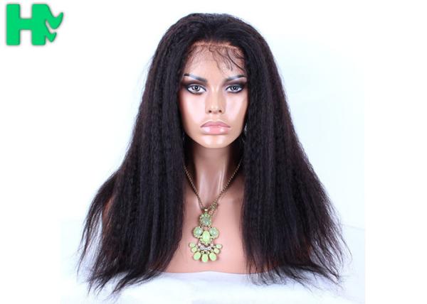 Kinky Straight 24 Inches Long Synthetic Wigs 1B Black Free Part Heat Resistant