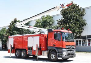 China Mercedes Benz 25m Aerial Fire Truck Spraying Water / Foam / Powder wholesale