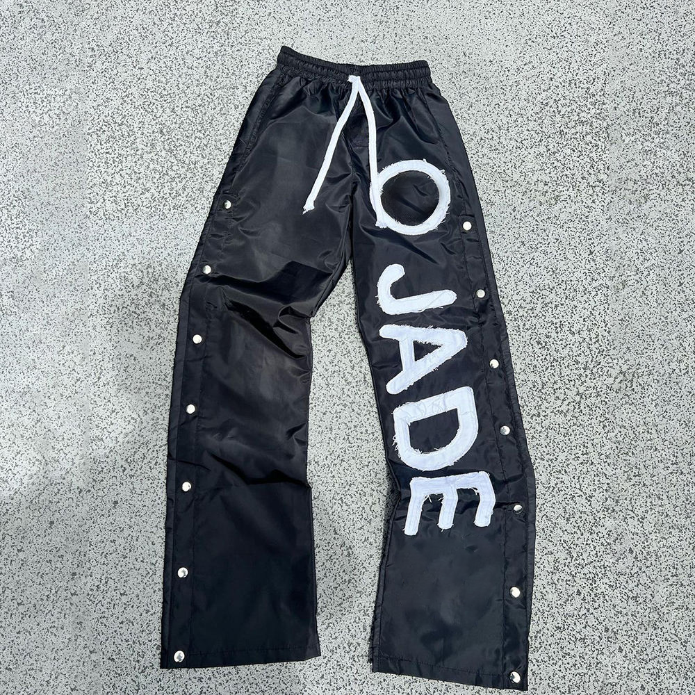 Custom Men's Nylon Sweatpants with Elastic Waist and Reflective Print