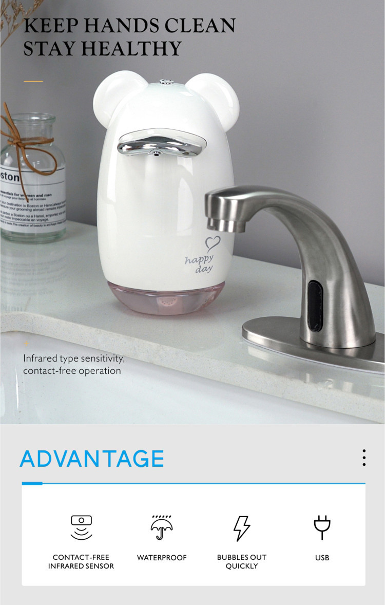 Pink Cute Automatic Soap Dispenser 2.6W PETG Kitchen Foaming