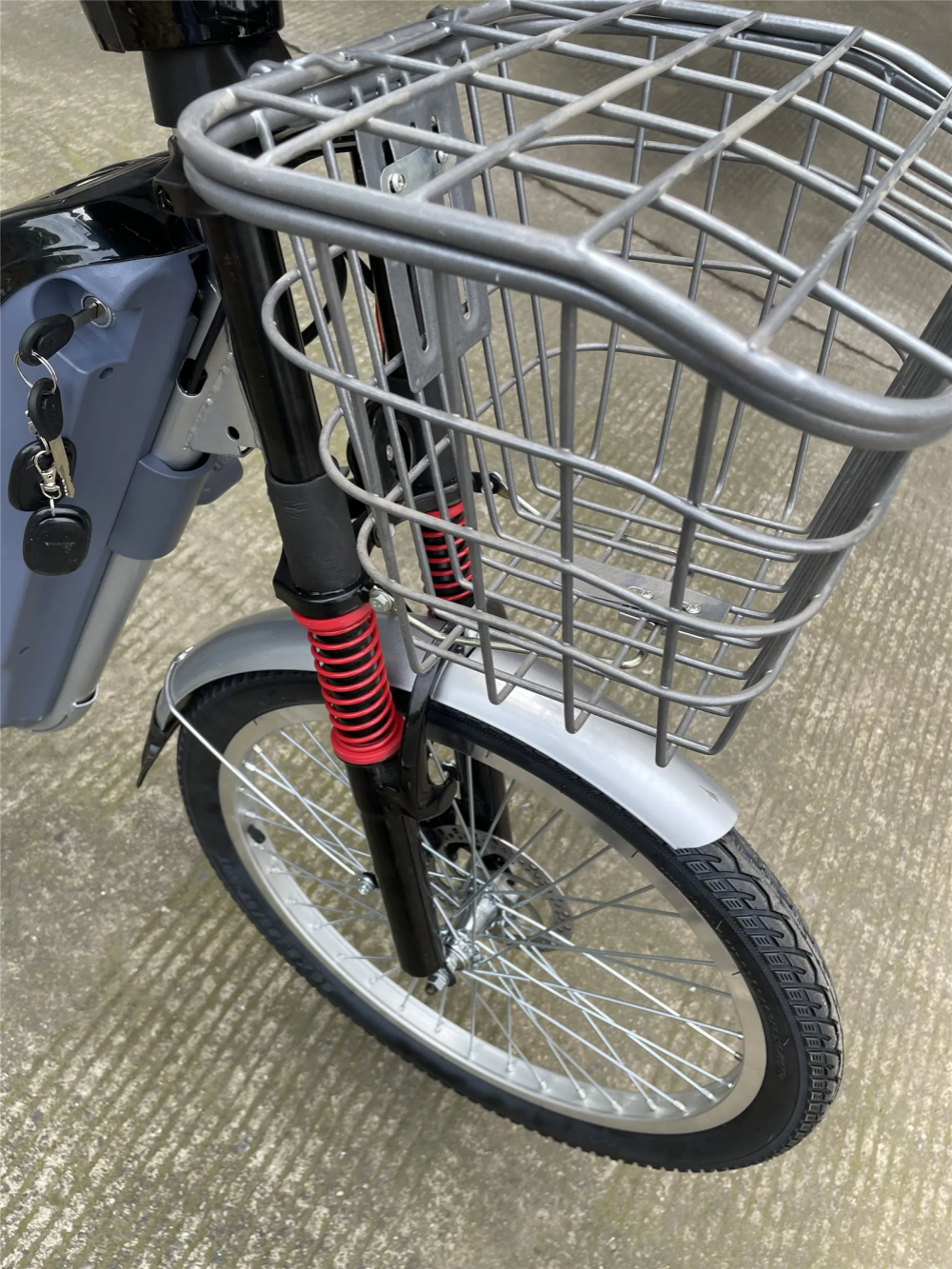 48V 12Ah 24 Inch Red Electric Bike With Lead Acid Battery Front Disk Rear Drum Brake
