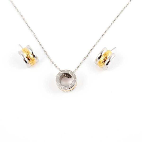 South American Fashion Stainless Steel Earrings With Matched Pendant Necklace