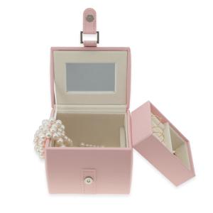 China Custom Logo Handmade Portable Travel Jewelry Box For Retail Pink Color wholesale