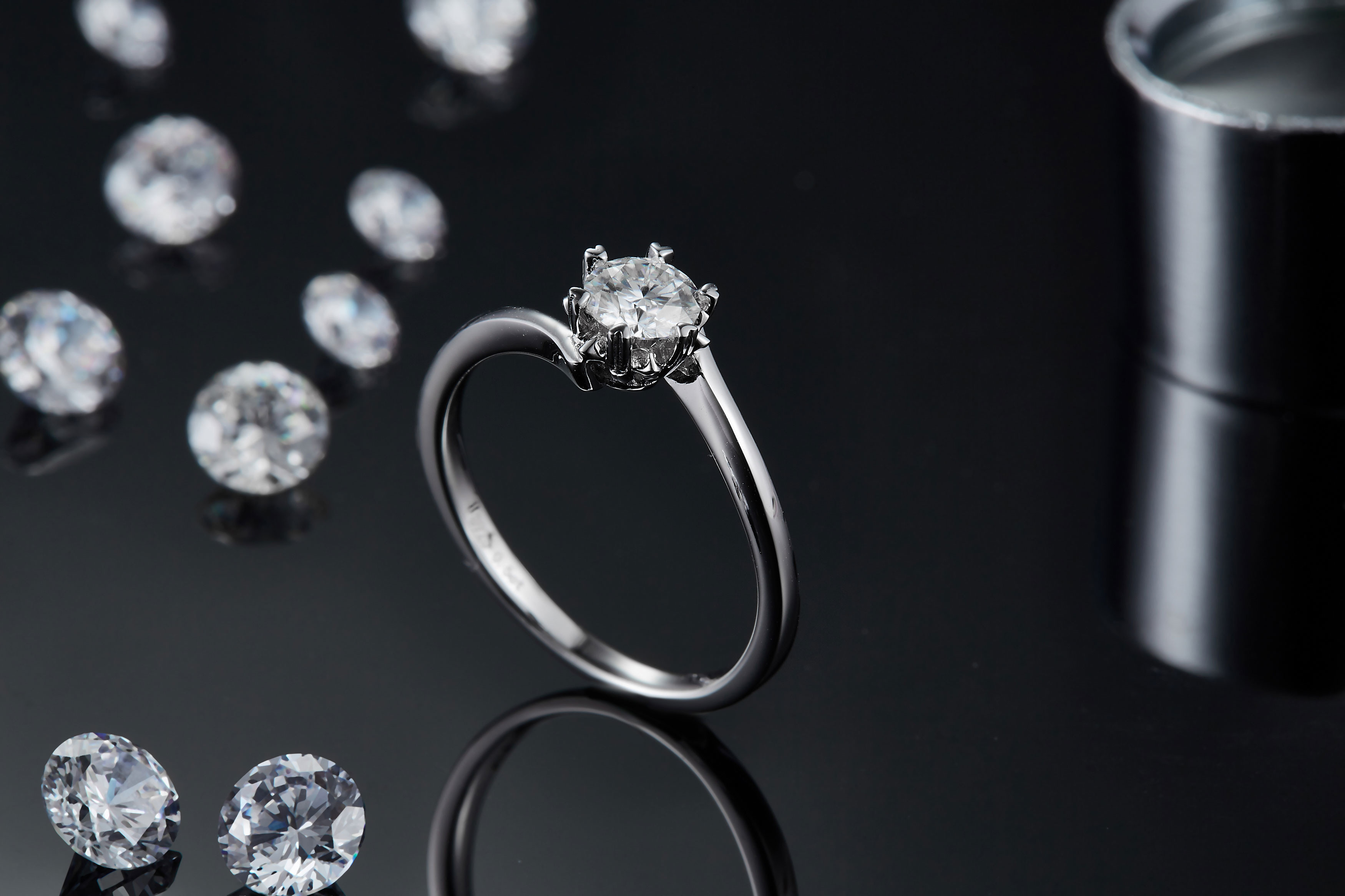 Lady 9k Round 7.5mm Moissanite Silver Ring Open Fashion Grandeur Jewelry