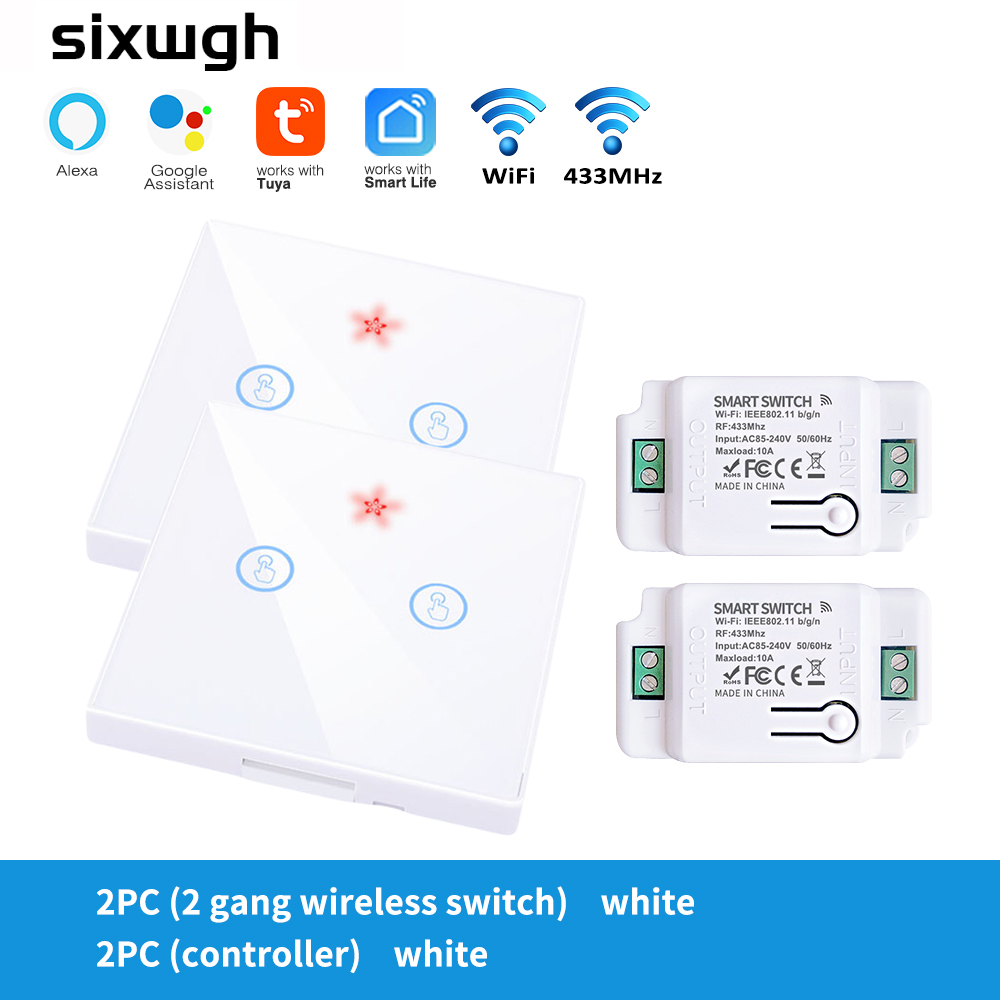 SIXWGH Tuya Wifi Connected Light Switch Home Automation Touch Wall Switch Controller