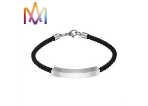 China 8g Arc Shaped Mens Custom Engraved Leather Bracelets wholesale