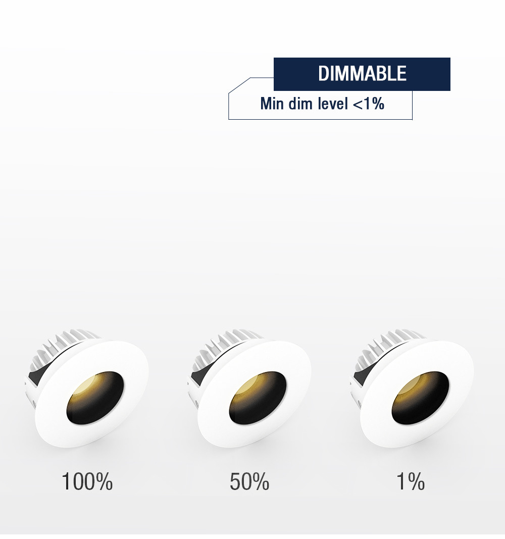 2200K-3000K Warm Dimming LED Downlight 12W Anti Glare IP54 Aluminium