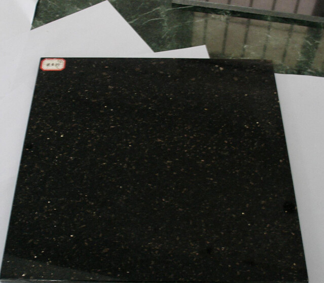 Dramatic Design Black Galaxy Granite Slab For Kitchen Countertop / Island Top