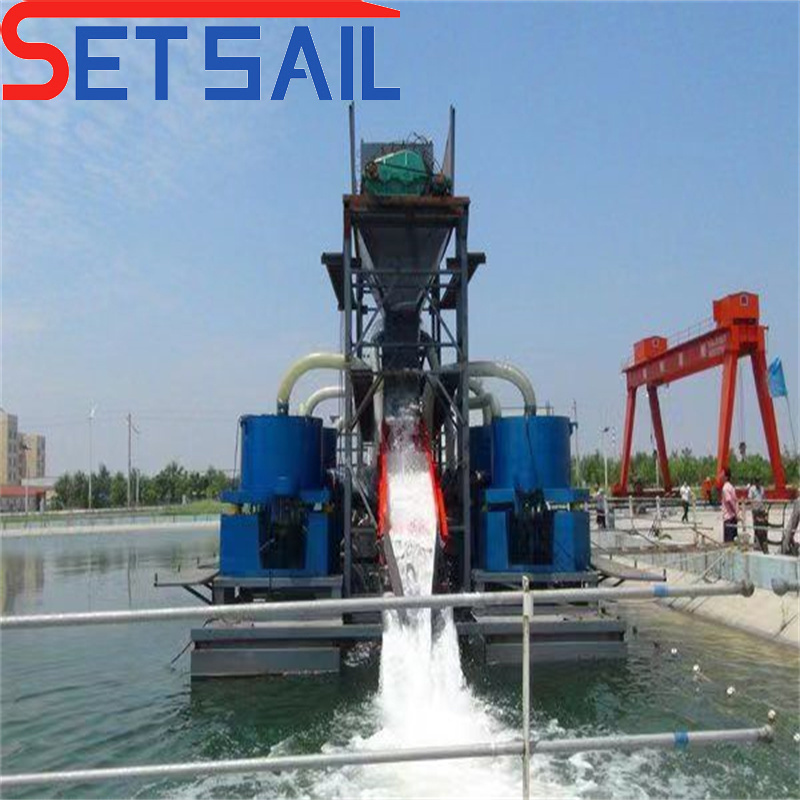Chain Bucket River Mining Gold Dredger with Agitation Chute