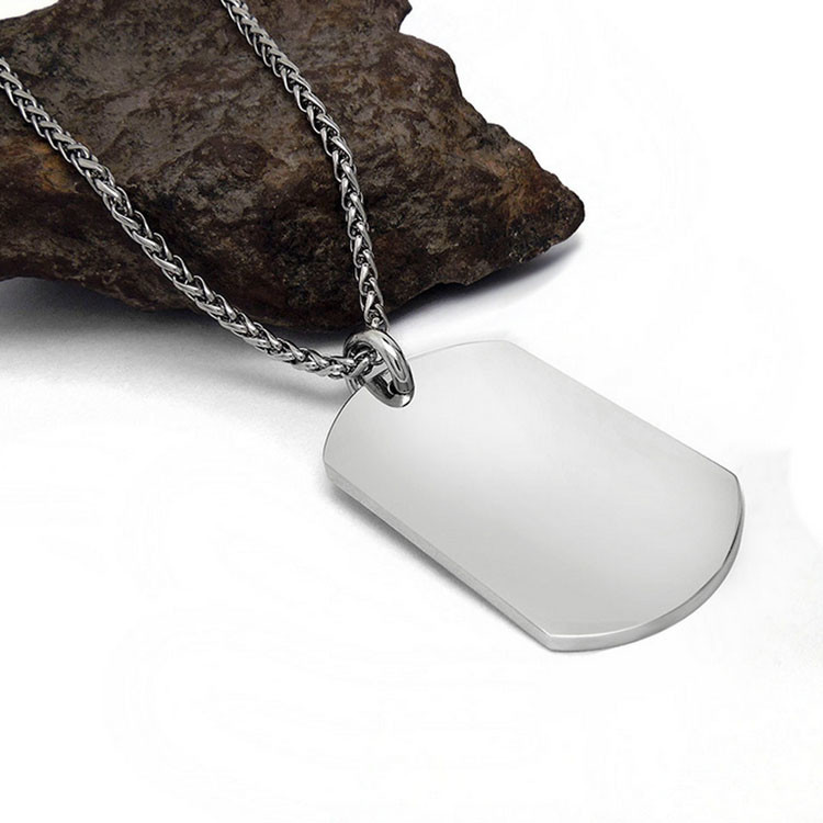 Men's Titanium Stainless Steel Dog Tag Necklace with 20 Inches or 24 Inches Chain(SP265)