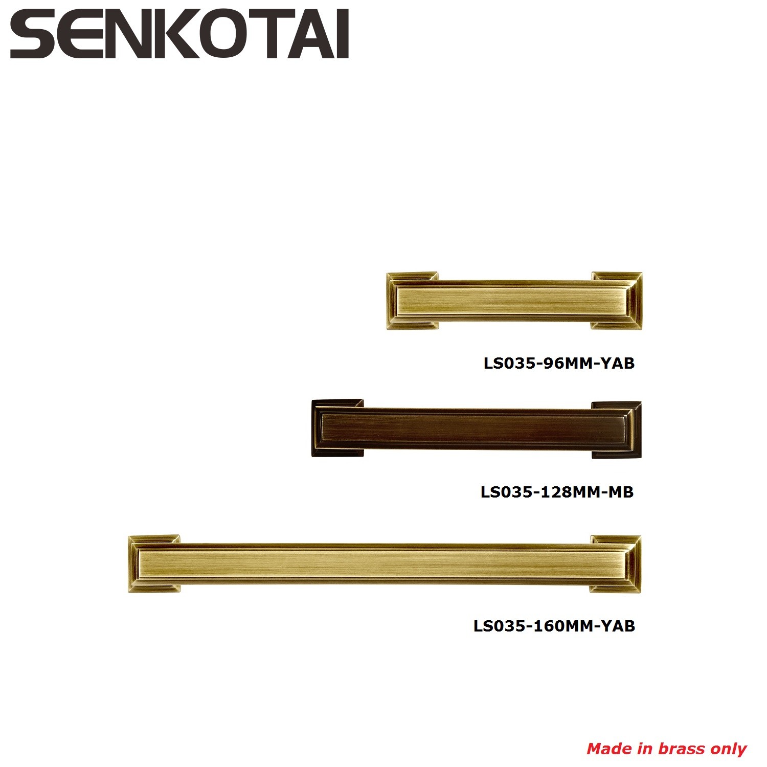 Brushed Brass Cabinet Handles- Inches Total Length - Satin Brass Drawer Pulls, Moder