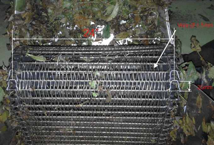 SS304 Spiral Conveyor Belt, Wire Diameter: 1.6mm, 25cm Rod Pitch, 24Inch Wide