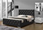 Crushed Velvet King Size Upholstered Bed Frame Plywood Black Faux Leather Europe