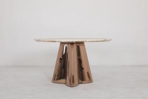 China Modern Marble Top Round Dining Table With Rose Gold Base wholesale