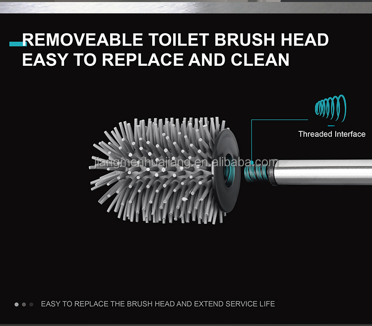 Stainless Steel Anti Finger Print Toilet Brush For Household TPR Bathroom Cleaning
