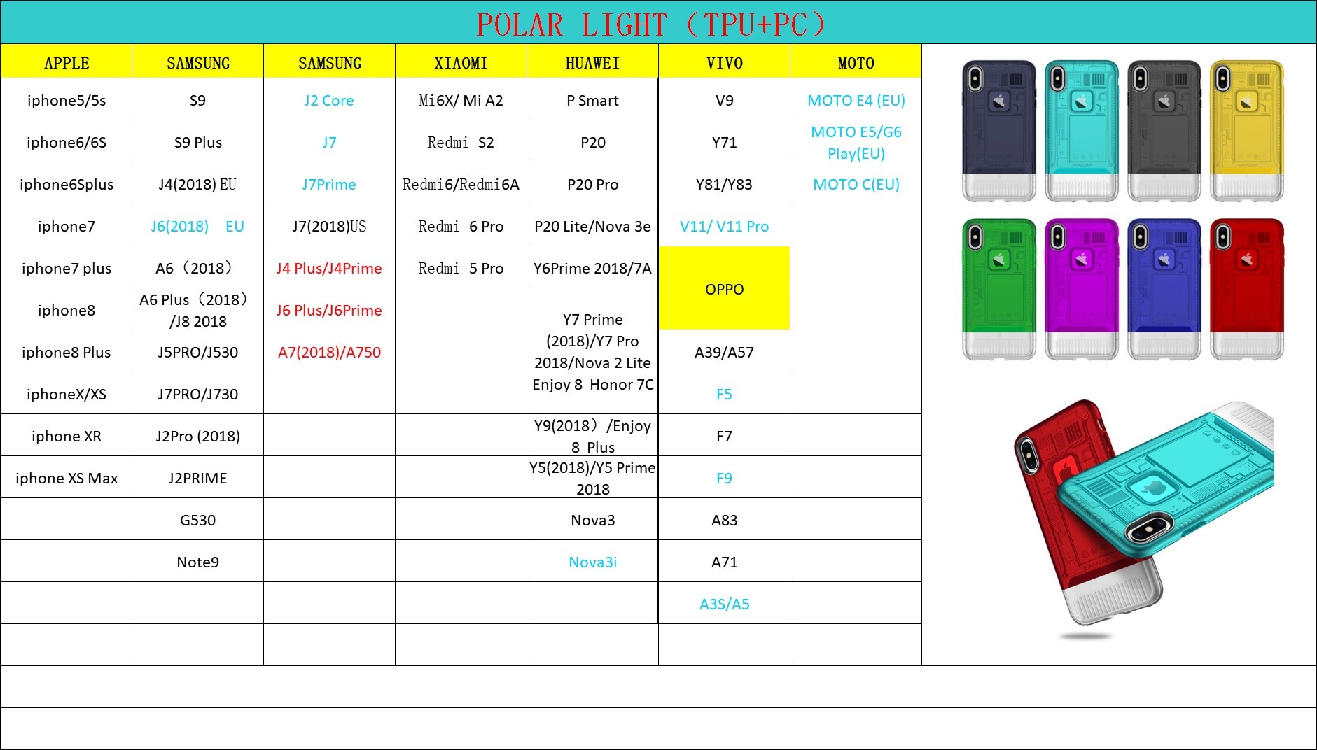 Color Transparent Polar Light PC TPU Protective Case Back Cover For Vivo V9 Y81/Y83 V11/ V11 Pro Moto E5/G6 Play(EU) E4